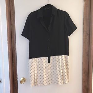 Alexander Wang Shift Dress - collared, button up, polka dot, black and white